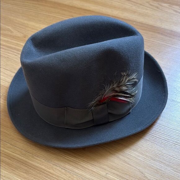 Ace My Sales Low Rider Hat Gray Fedora Hat with Feather Accent Wool size 6 3/4 - Picture 1 of 6
